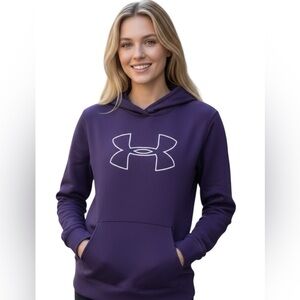 Under Armour Dark purple Hoodie, logo on front, size Large GUC loose fit